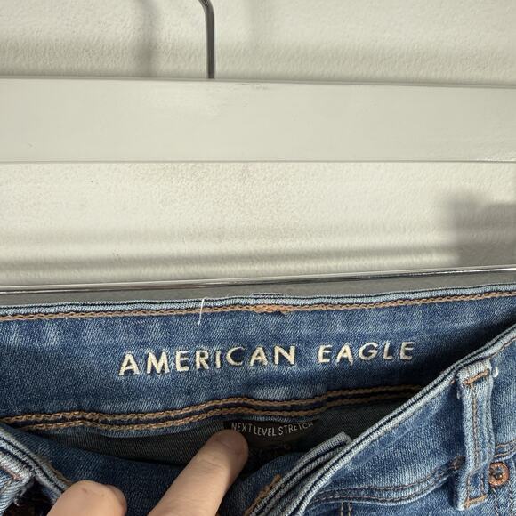 American Eagle Next Level Stretch Kick Boot Medium Wash Jeans Hi Rise Womens 14 - Picture 4 of 10